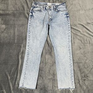 FRAME Le Piper Jeans Womens 30 Blue Light Wash High Rise Straight Raw Hem Denim